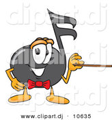 Vector of a Cartoon Music Note Holding a Pointer Stick by Toons4Biz