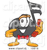 Vector of a Cartoon Music Note Holding a Telephone by Toons4Biz