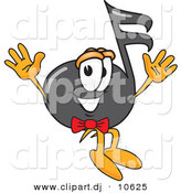 Vector of a Cartoon Music Note Jumping by Mascot Junction