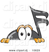 Vector of a Cartoon Music Note Peeking over a Surface by Toons4Biz
