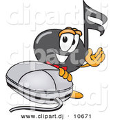 Vector of a Cartoon Music Note with a Computer Mouse by Mascot Junction
