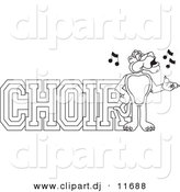 Vector of a Cartoon Panther with Choir Text - Coloring Page Outline by Toons4Biz