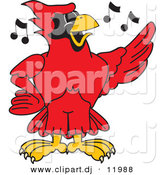 August 22nd, 2012: Vector of a Cartoon Red Cardinal School Singing by Mascot Junction