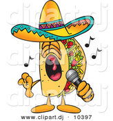 Vector of a Cartoon Taco Singing Loud into a Microphone by Toons4Biz