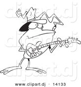 August 23rd, 2012: Vector of Cartoon Bass Guitarist Frog - Coloring Page Outline by Toonaday