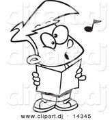Vector of Cartoon Choir Boy Singing - Coloring Page Outline by Toonaday