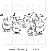 Vector of Cartoon Choir Kids Singing - Coloring Page Outline by Toonaday