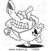 Vector of Cartoon Dog Listening to an Mp3 Player - Coloring Page Outline by Toonaday