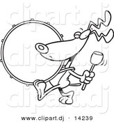 Vector of Cartoon Drummer Dog - Coloring Page Outline by Toonaday