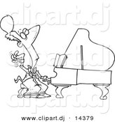 Vector of Cartoon Fancy Pianist - Coloring Page Outline by Toonaday