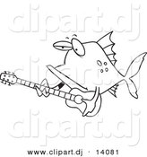 Vector of Cartoon Fish Guitarist - Coloring Page Outline by Toonaday