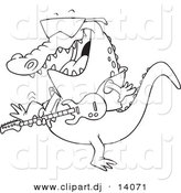 Vector of Cartoon Gator Guitarist - Coloring Page Outline by Toonaday