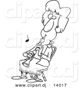 Vector of Cartoon Girl Sitting and Playing an Oboe - Coloring Page Outline by Toonaday