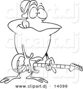 Vector of Cartoon Guitarist Frog - Coloring Page Outline by Toonaday