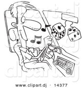 August 23rd, 2012: Vector of Cartoon Man Listing to Tunes in His Car - Coloring Page Outline by Toonaday