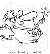 Vector of Cartoon Music Conductor Swirling His Baton - Coloring Page Outline by Toonaday