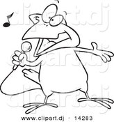 Vector of Cartoon Singing Canary - Coloring Page Outline by Toonaday