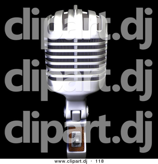 3d Clipart of a Retro Metal Microphone Face Front