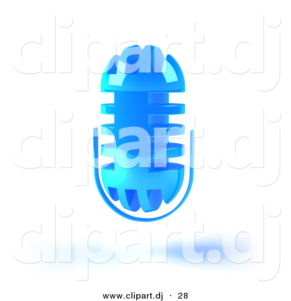 3d Vector Clipart of a Blue Floating Mic