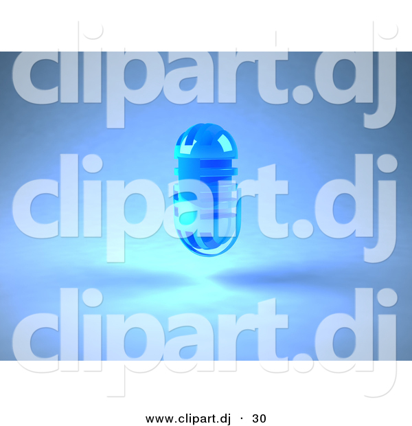 3d Vector Clipart of a Blue Floating Microphone