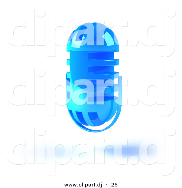 3d Vector Clipart of a Blue Floating Microphone Head