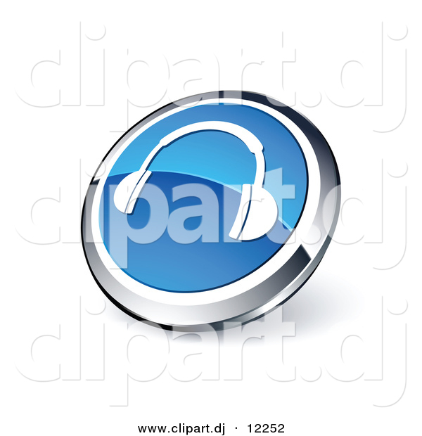 3D Vector Clipart of a Blue Headphones Icon