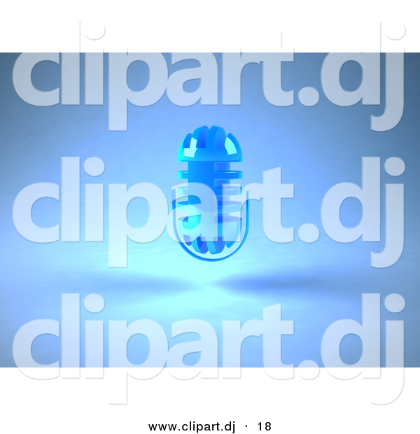 3d Vector Clipart of a Floating Microphone Against Blue Background