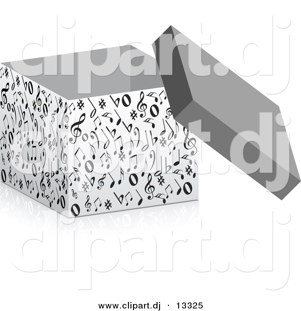 3d Vector Clipart of a Music Notes Box