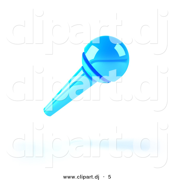 3d Vector Clipart of a Neon Blue Microphone