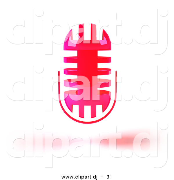3d Vector Clipart of a Pink Floating Microphone Head