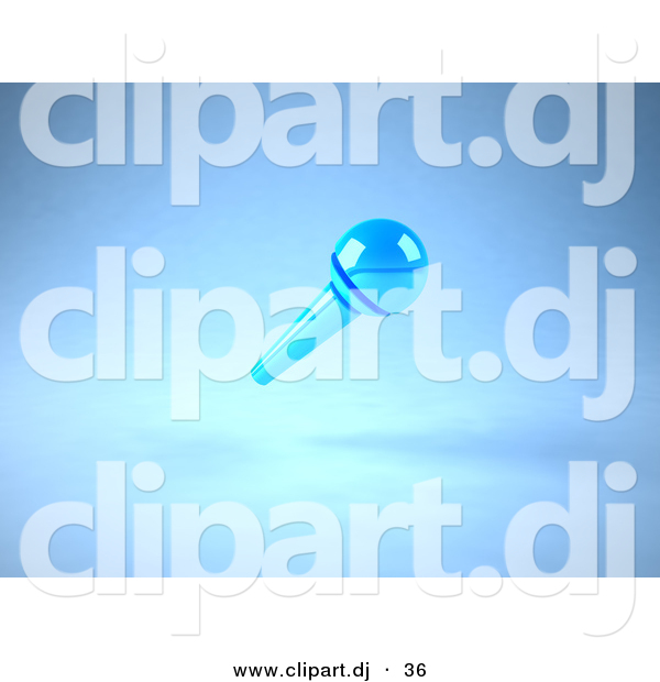 3d Vector Clipart of a Wireless Blue Floating Microphone