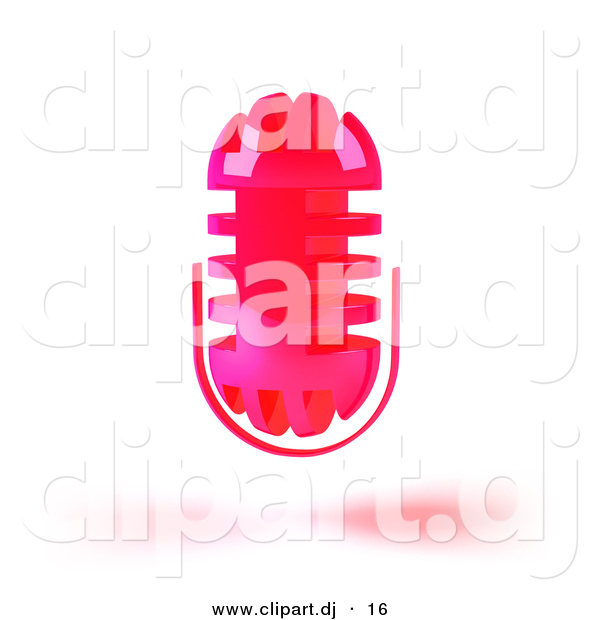 3d Vector Clipart of a Wireless Neon Pink Floating Microphone