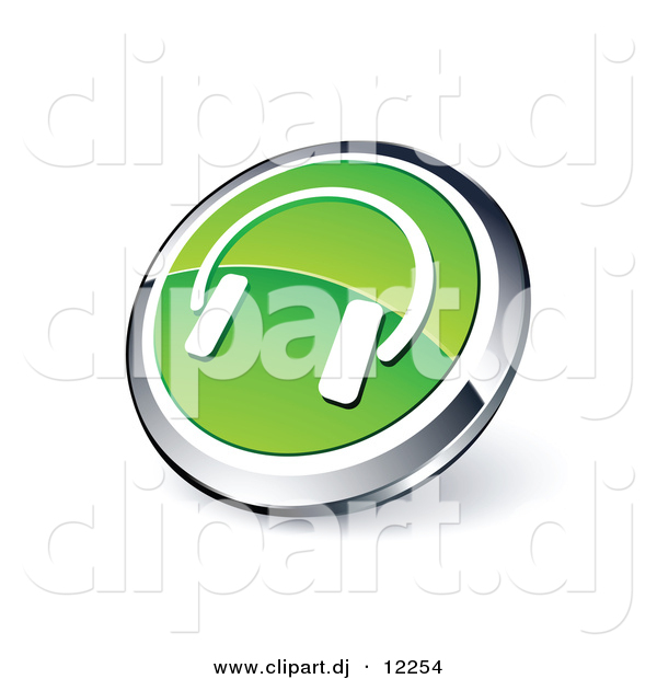 3D Vector Clipart of Green Headphones Icon