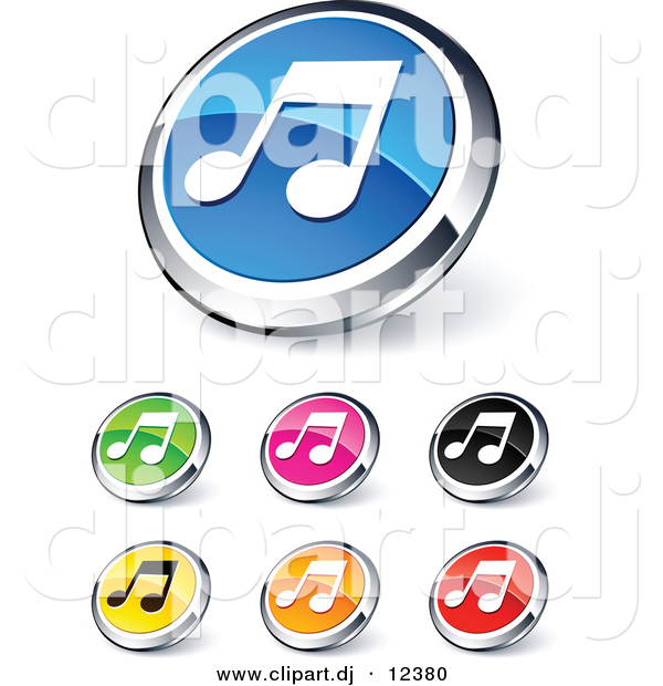 3D Vector Clipart of Music Note Icons - 7 Unique Design - Digital Collage
