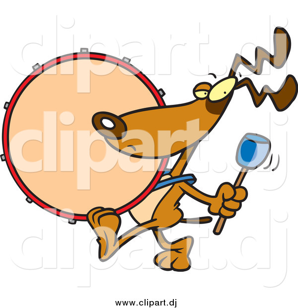 Cartoon Vector Clipart of a Cartoon Drummer Dog Marching