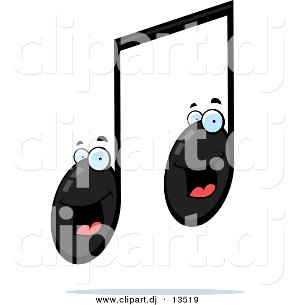 Cartoon Vector Clipart of a Double Music Note Character