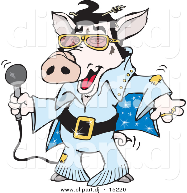 Cartoon Vector Clipart of a Elvis Pig Dancing and Shaking