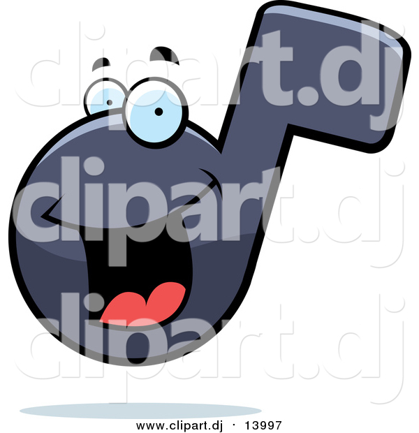 Cartoon Vector Clipart of a Happy Music Note Character and Shadow