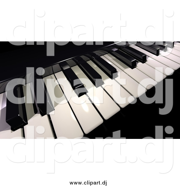 Clipart of a 3d Black and White Piano Keyboard