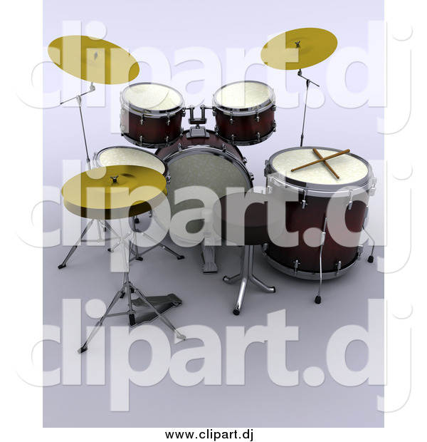 Clipart of a 3d Drum Set