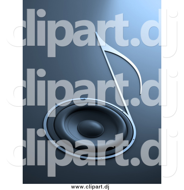 Clipart of a 3d Music Note Speaker