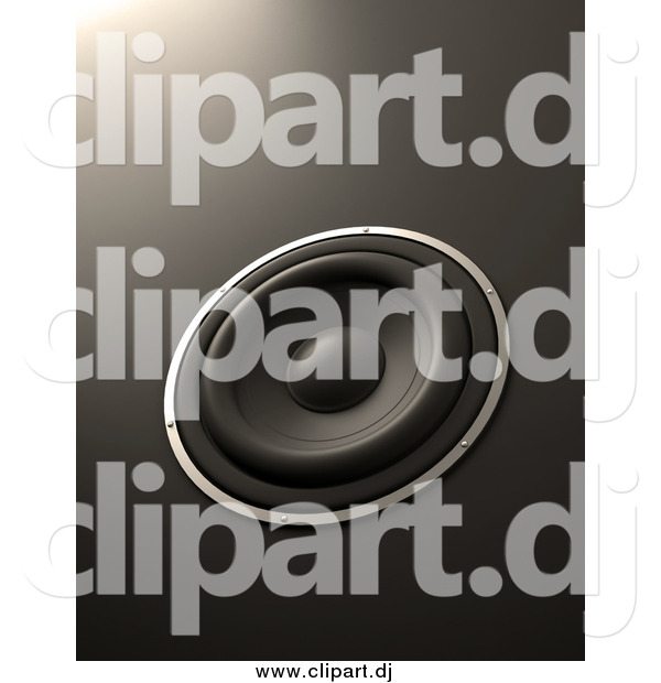 Clipart of a 3d Music Speaker on Gray