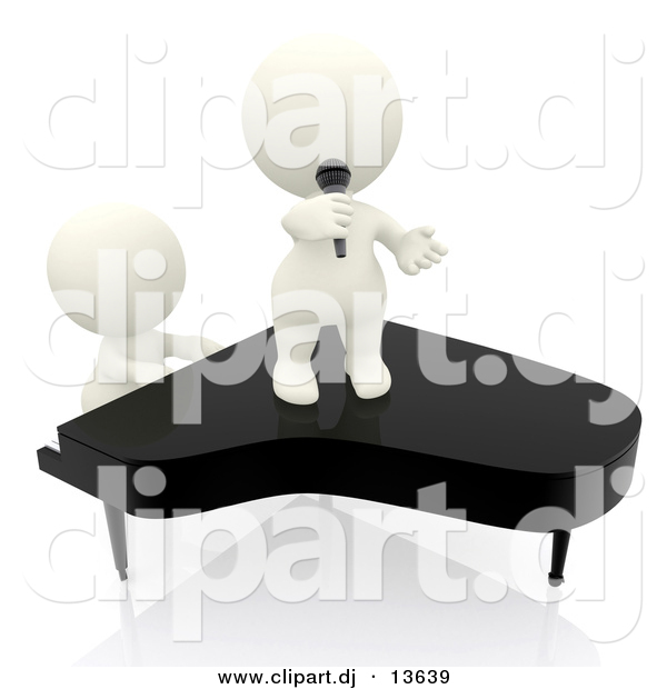 Clipart of a 3d People Singing and Playing Piano Together