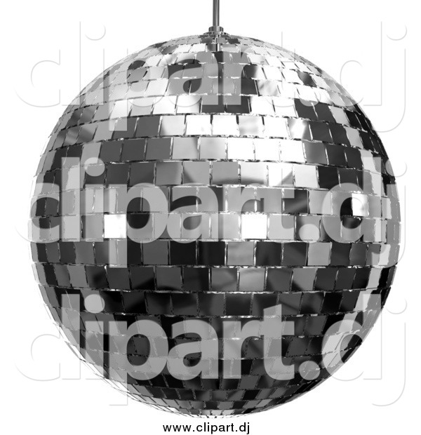 Clipart of a 3d Platinum Disco Ball over White