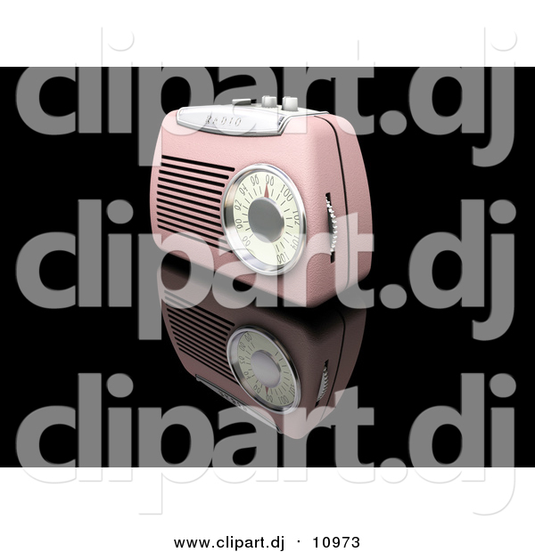 Clipart of a 3d Retro Pink Radio