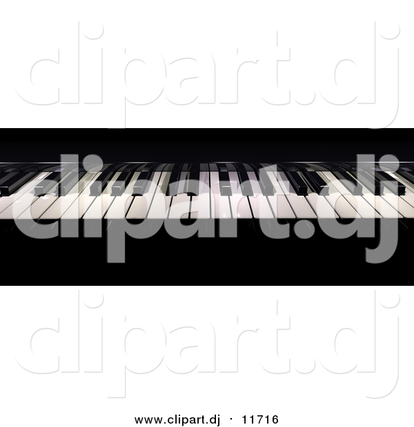 Clipart of a 3d Shiny Black and White Piano Keyboard