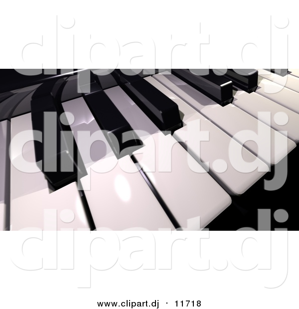 Clipart of a 3d Shiny Piano Keyboard