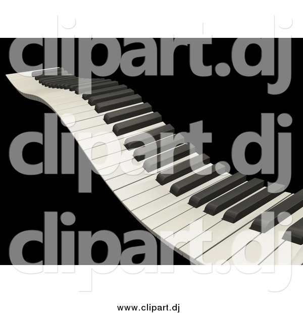 Clipart of a 3d Wavy Keyboard Heading off into the Distance, over a Black Background