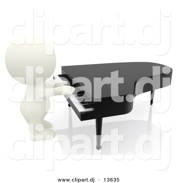 Clipart of a 3d White Guy Playing Piano