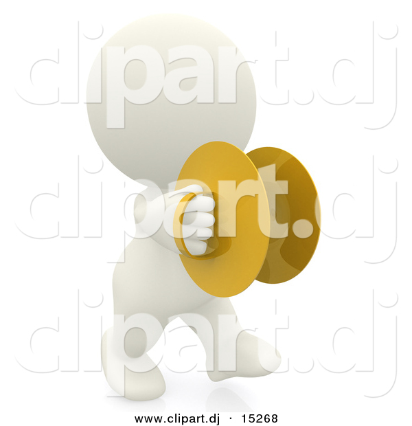 Clipart of a 3d White Person with Marching Cymbals
